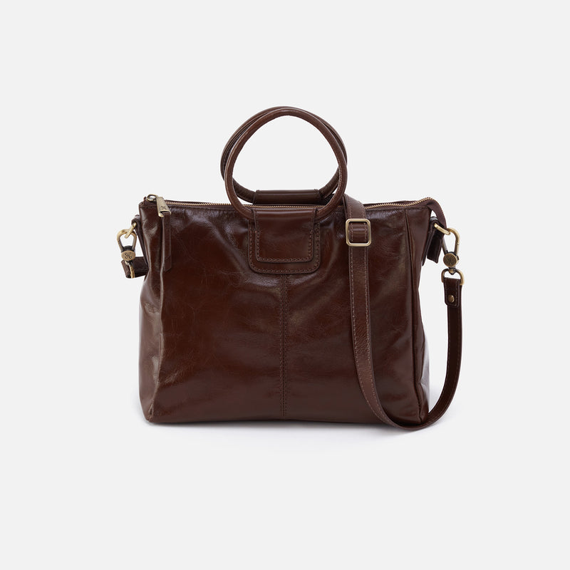Sheila Medium Satchel in Polished Leather - Mocha