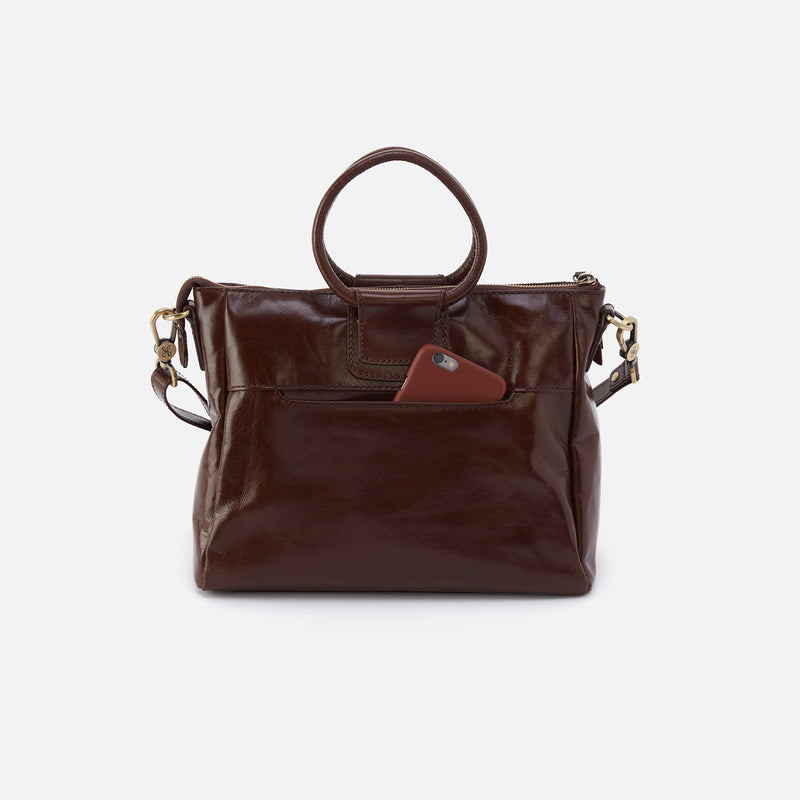 Sheila Medium Satchel in Polished Leather - Mocha