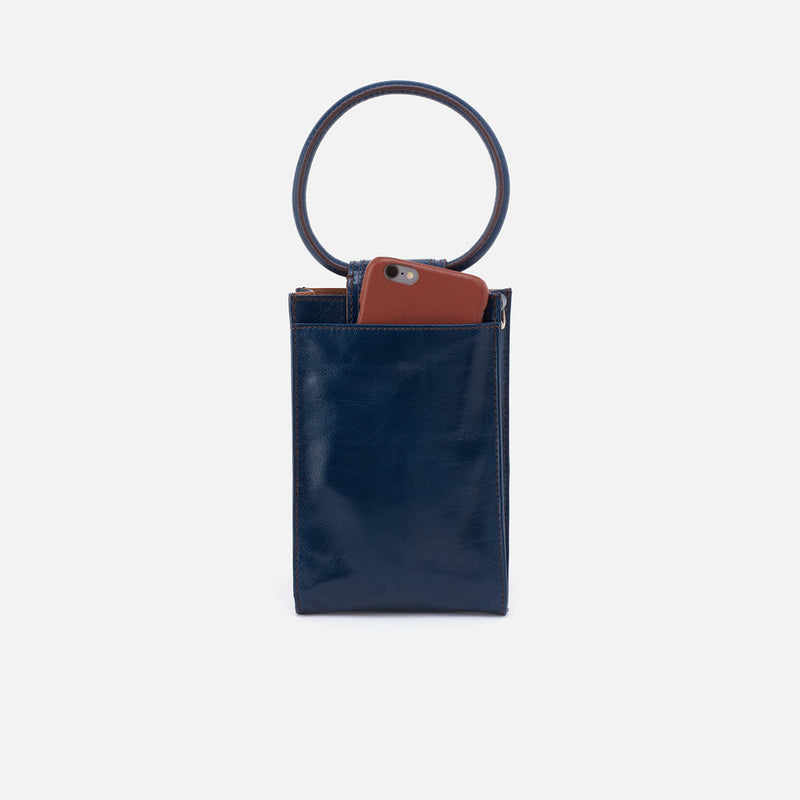 Sheila Phone Crossbody in Polished Leather - Denim