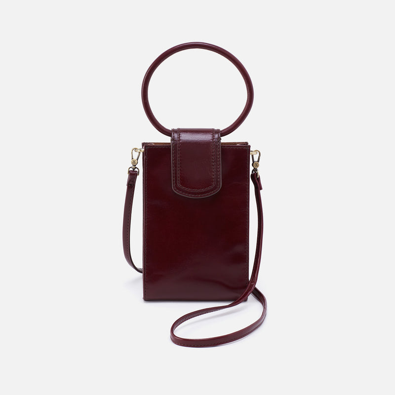 Sheila Phone Crossbody in Polished Leather - Merlot