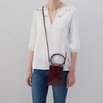 Sheila Phone Crossbody in Polished Leather - Merlot