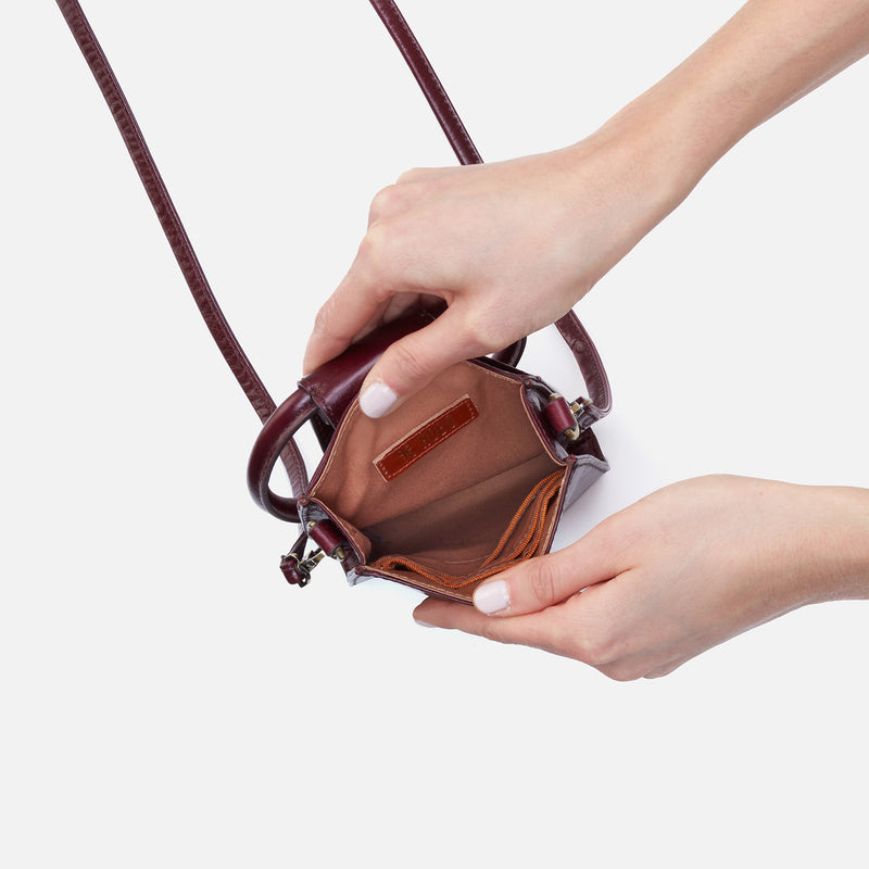 Sheila Phone Crossbody in Polished Leather - Merlot