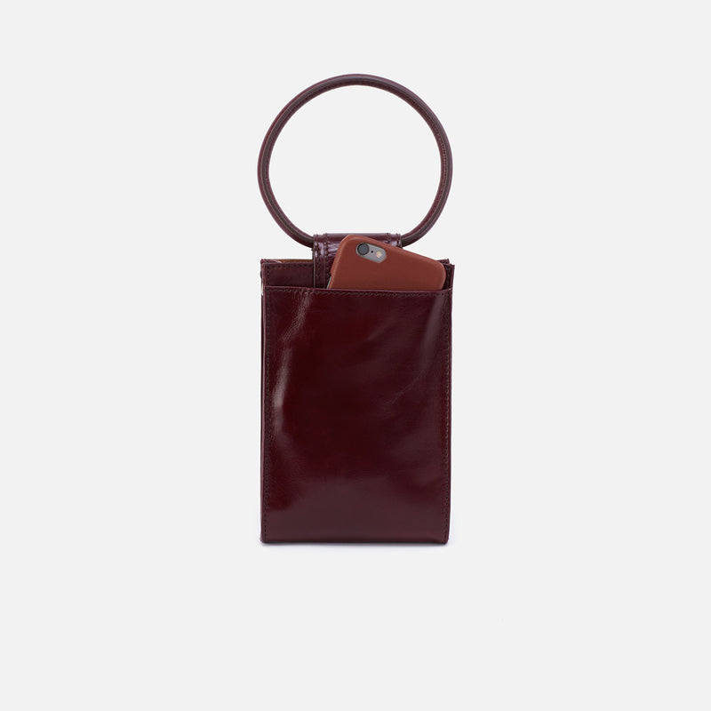 Sheila Phone Crossbody in Polished Leather - Merlot