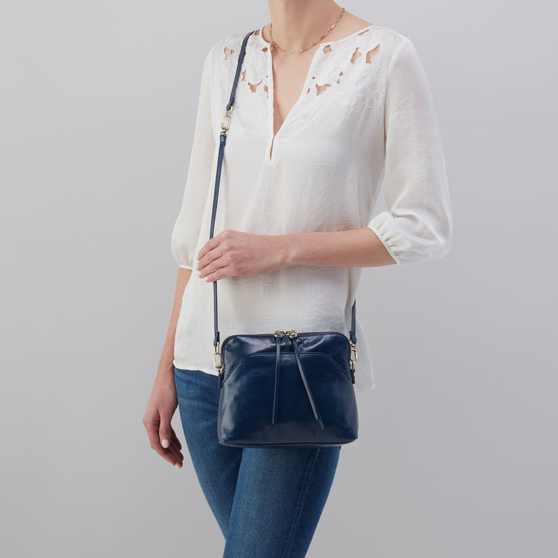 Reeva Crossbody in Polished Leather - Denim