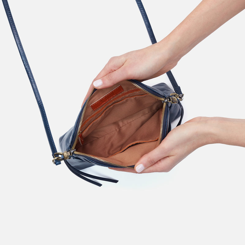 Reeva Crossbody in Polished Leather - Denim