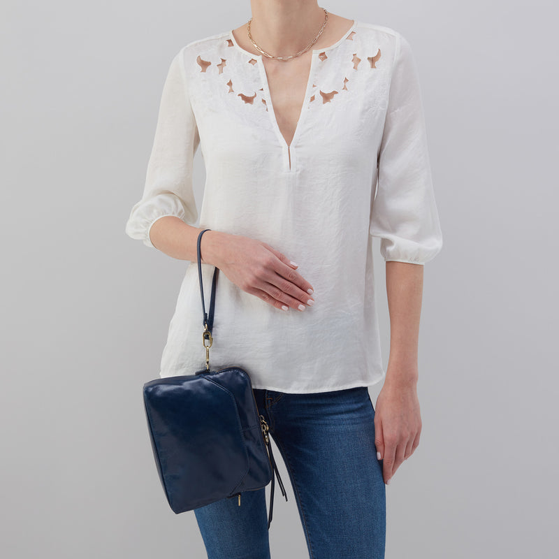 Reeva Crossbody in Polished Leather - Denim