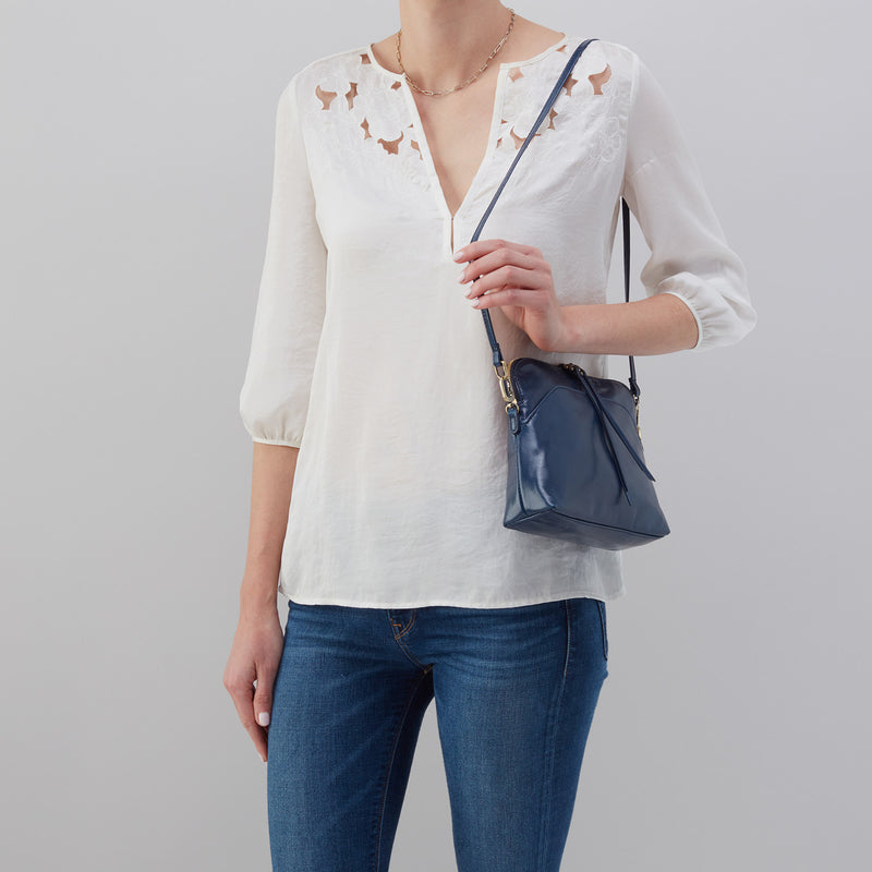 Reeva Crossbody in Polished Leather - Denim