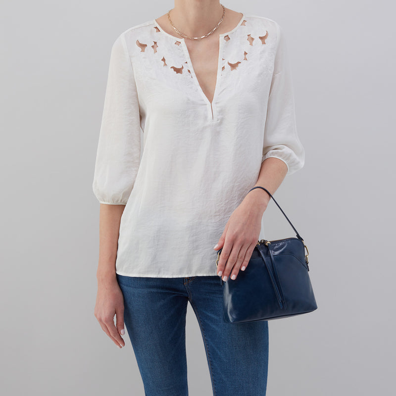 Reeva Crossbody in Polished Leather - Denim