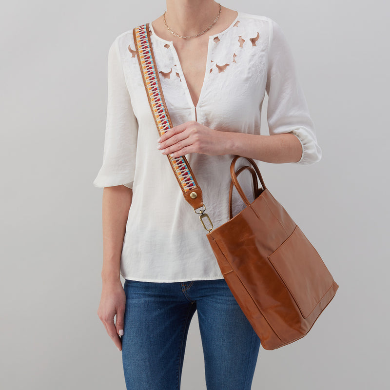 Tripp + Guitar Strap Tote in Polished Leather - Truffle