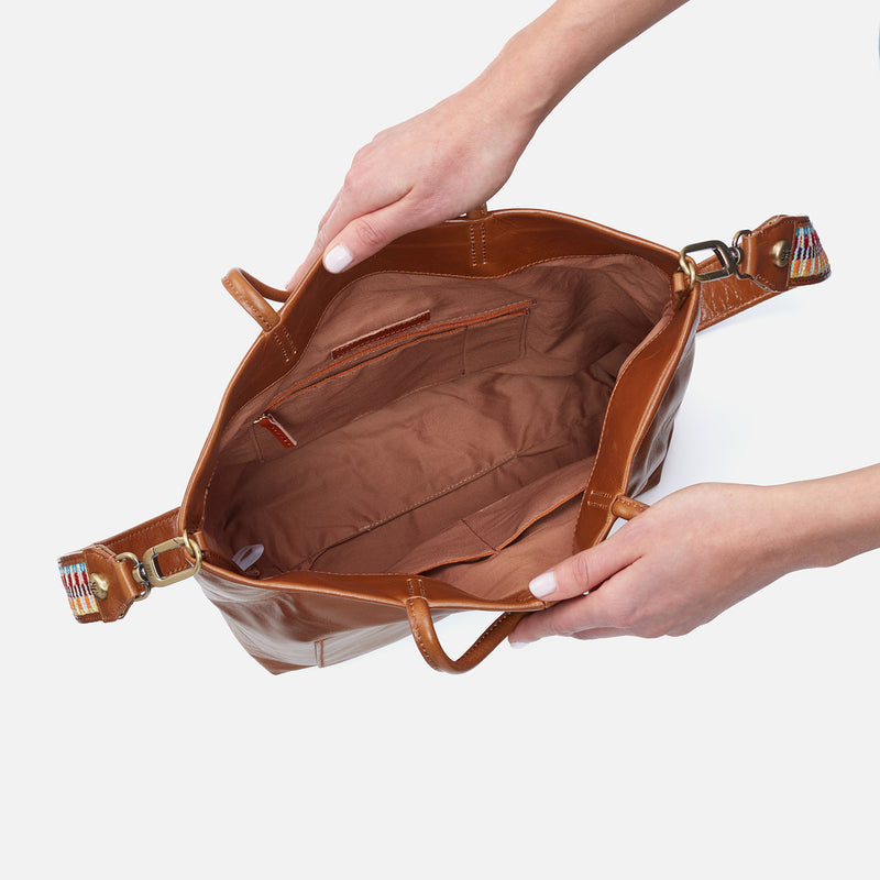 Tripp + Guitar Strap Tote in Polished Leather - Truffle