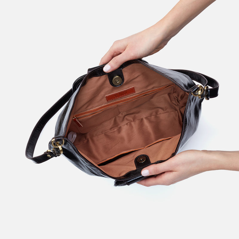 Sheila Tote in Polished Leather - Black