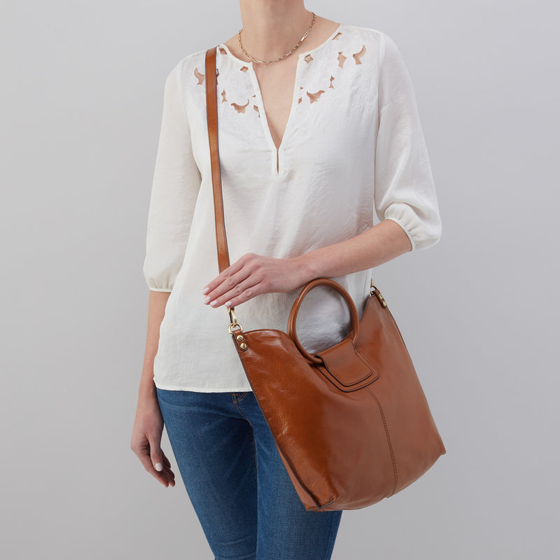 Sheila Tote in Polished Leather - Truffle