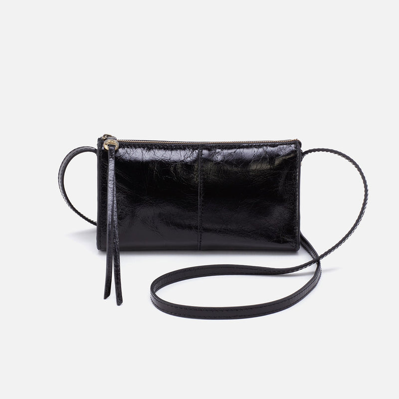 Jewel Crossbody in Polished Leather - Black