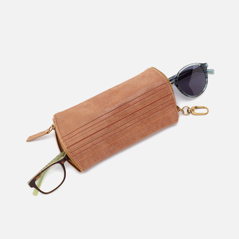 Spark Double Eyeglass Case in Buffed Leather - Tan