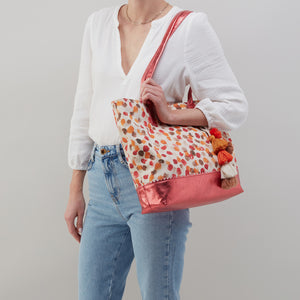 Hobo Shopper Tote in Linen Canvas - Dots Print