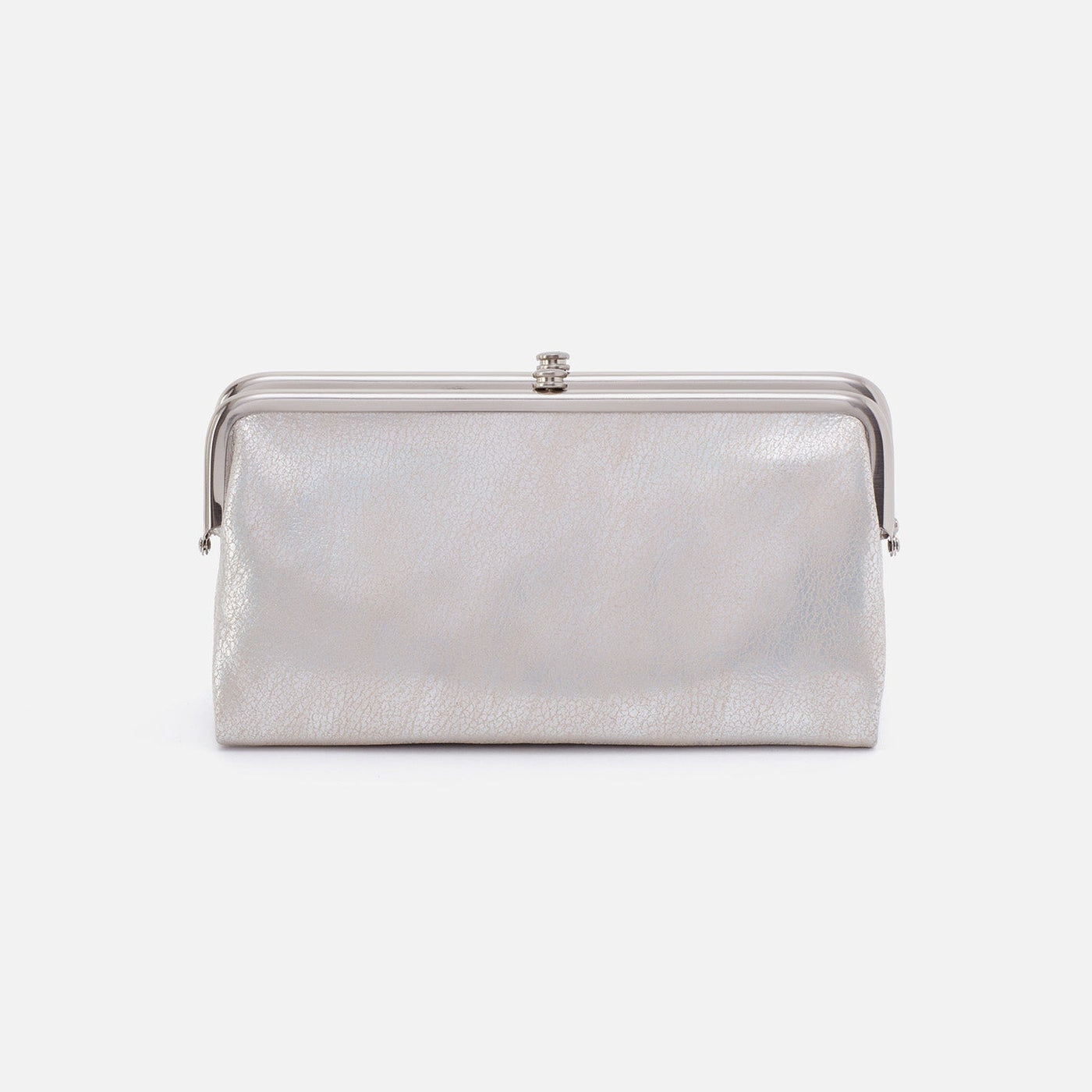 Lauren Clutch-Wallet in Metallic Leather - Silver