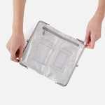 Lauren Clutch-Wallet in Metallic Leather - Silver