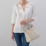 Sheila Medium Satchel in Metallic Leather - Gold