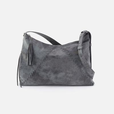 Paulette Large Crossbody in Buffed Leather - Grey