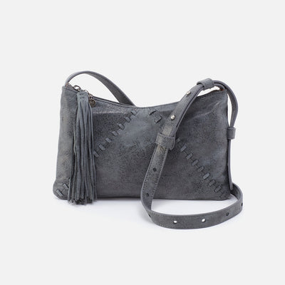 Paulette Small Crossbody in Buffed Leather - Grey