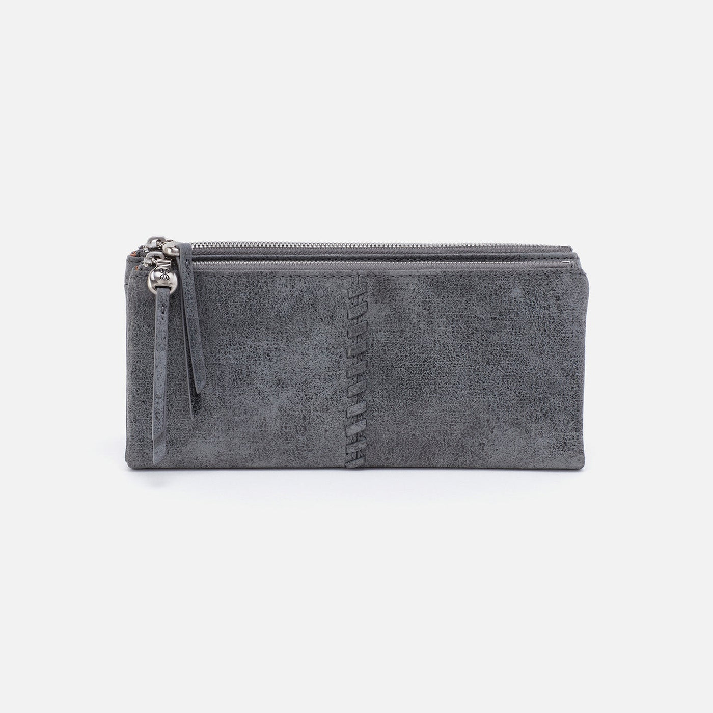 Keen Large Zip Top Continental Wallet in Buffed Leather - Grey