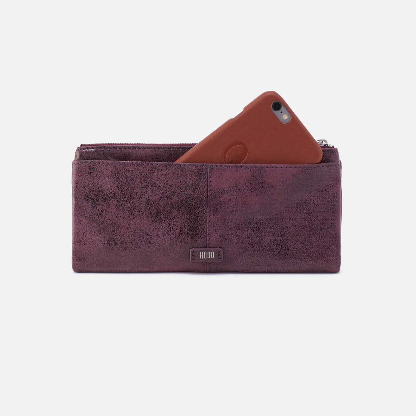 Keen Large Zip Top Continental Wallet In Buffed Leather