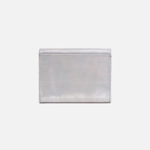 Lumen Medium Bifold Compact Wallet in Metallic Leather - Silver