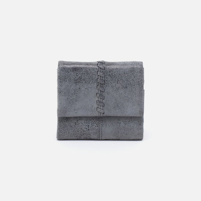 Keen Mini Trifold Compact Wallet in Buffed Leather - Grey