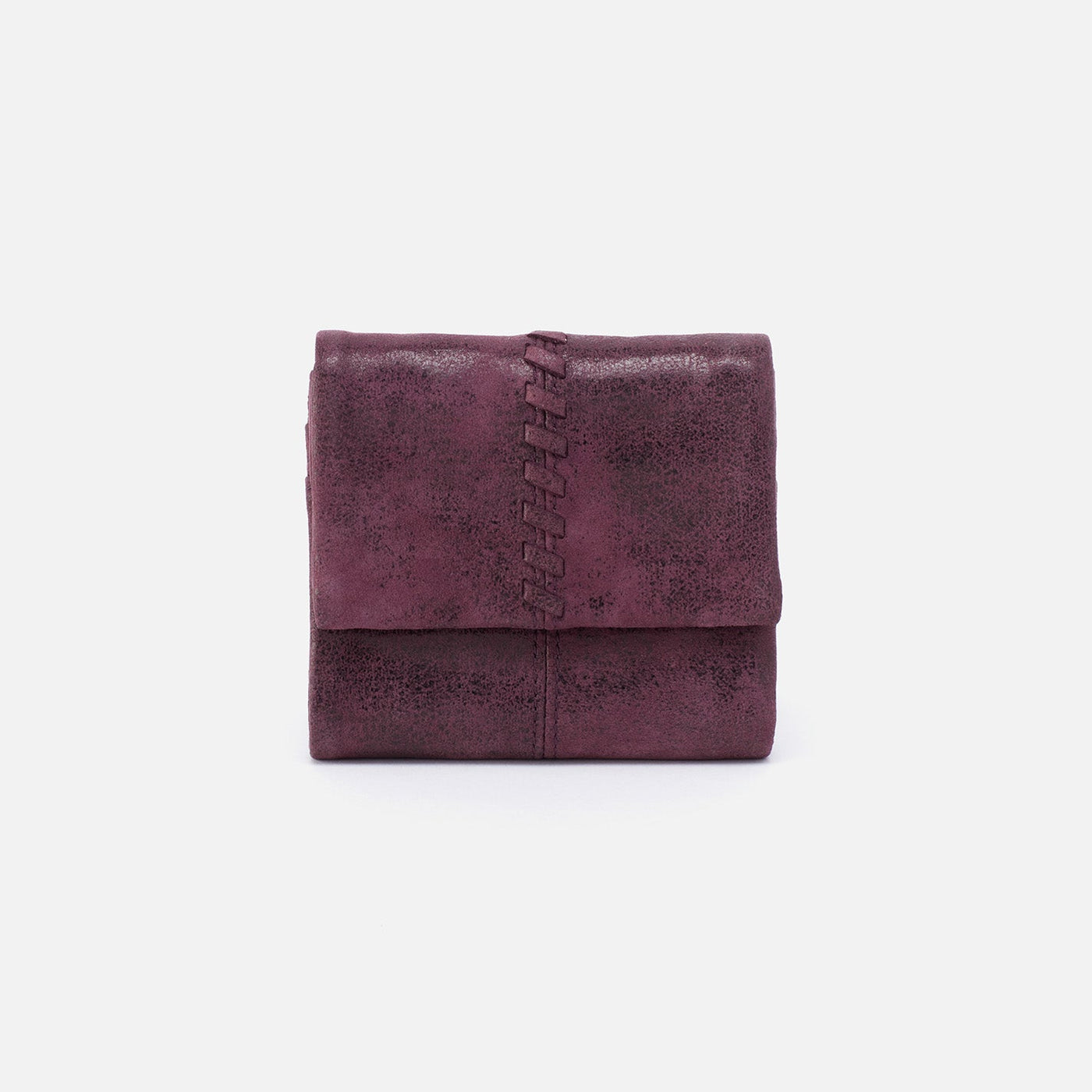 Keen Mini Trifold Compact Wallet in Buffed Leather - Plum