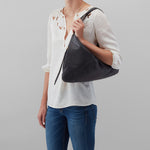 Paulette Shoulder Bag in Buffed Leather - Black