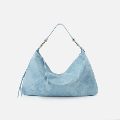 Paulette Shoulder Bag in Buffed Leather - Blue Topaz