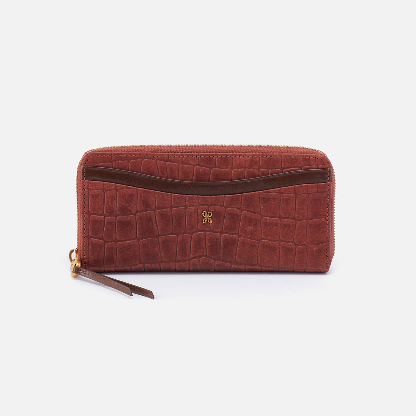 Max Large Zip Around Continental Wallet In Croco Embossed Leather