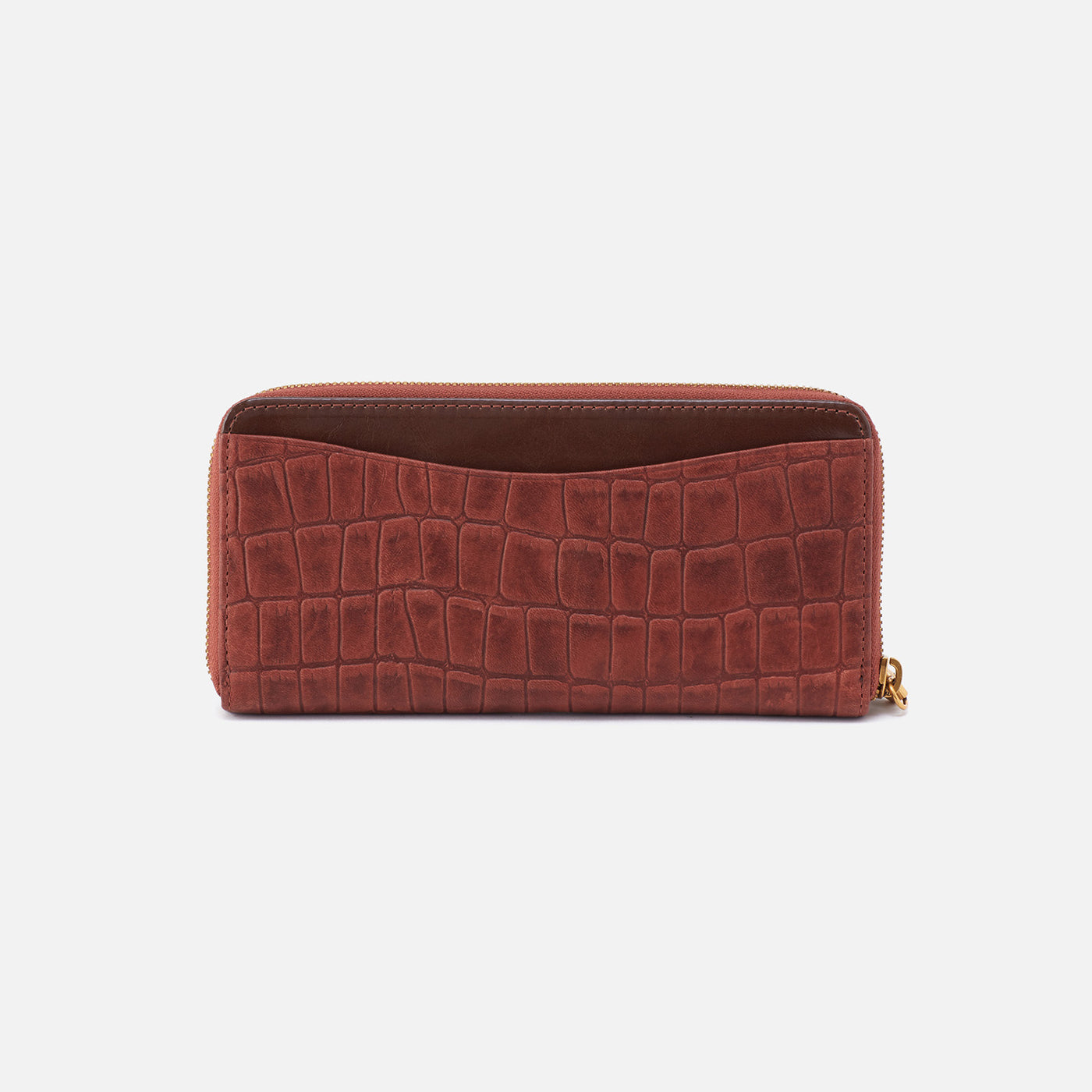 Max Large Zip Around Continental Wallet In Croco Embossed Leather