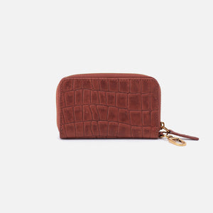 Move Clip Wallet in Croco Embossed Leather - Brandy