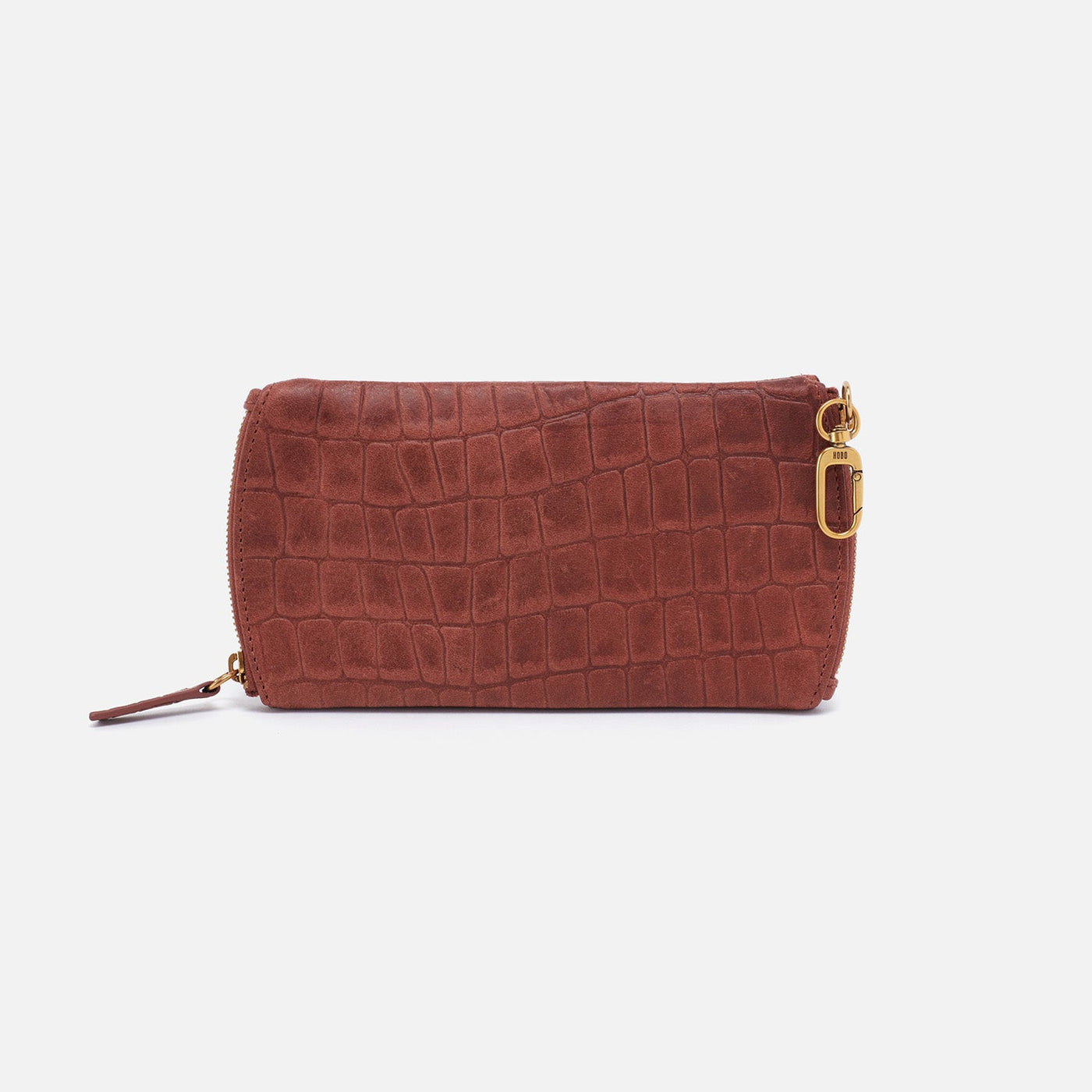 Spark Double Eyeglass Case in Croco Embossed Leather - Brandy