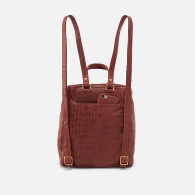 River Backpack In Croco Embossed Leather