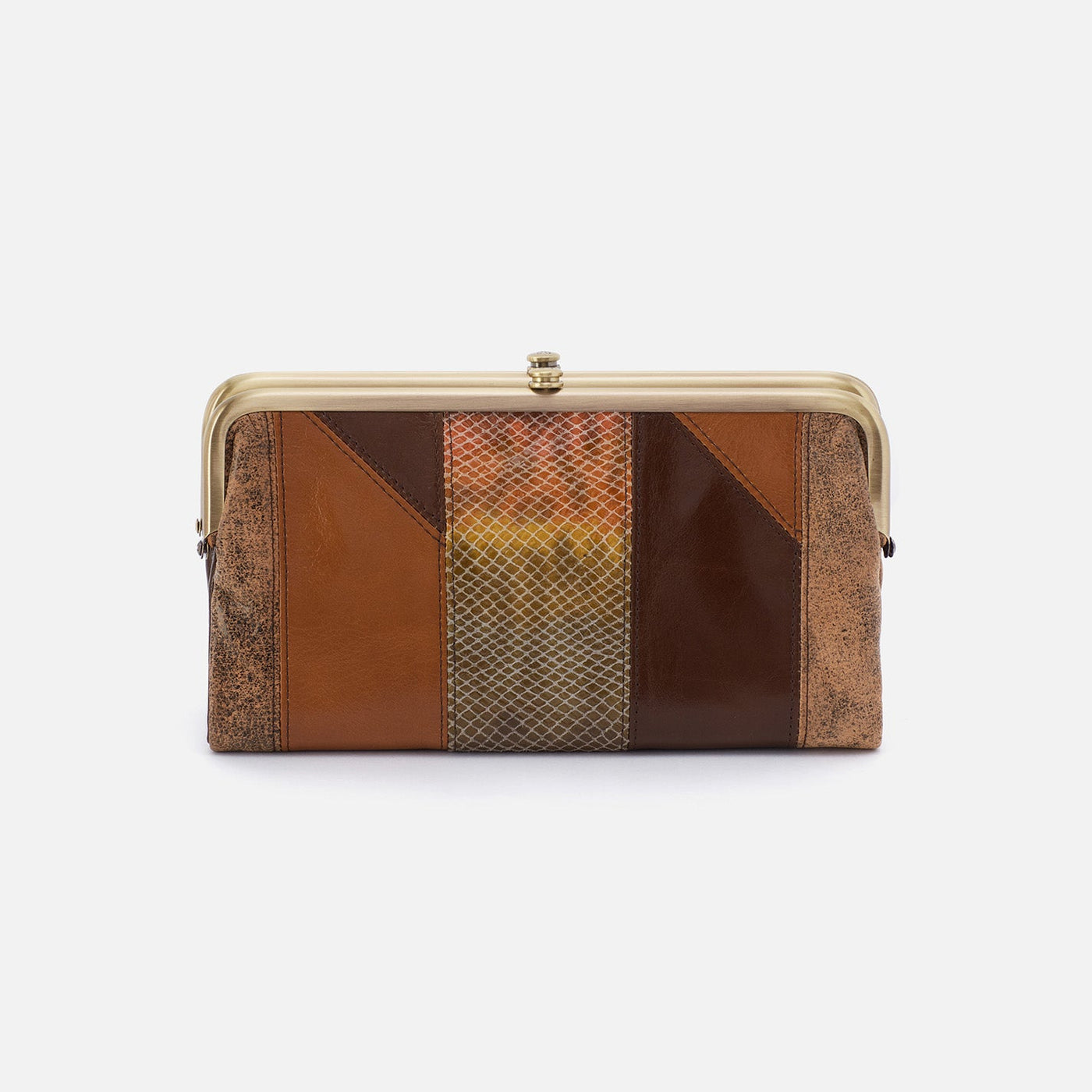 Lauren Clutch-Wallet in Patchwork Leather - Mocha Multi