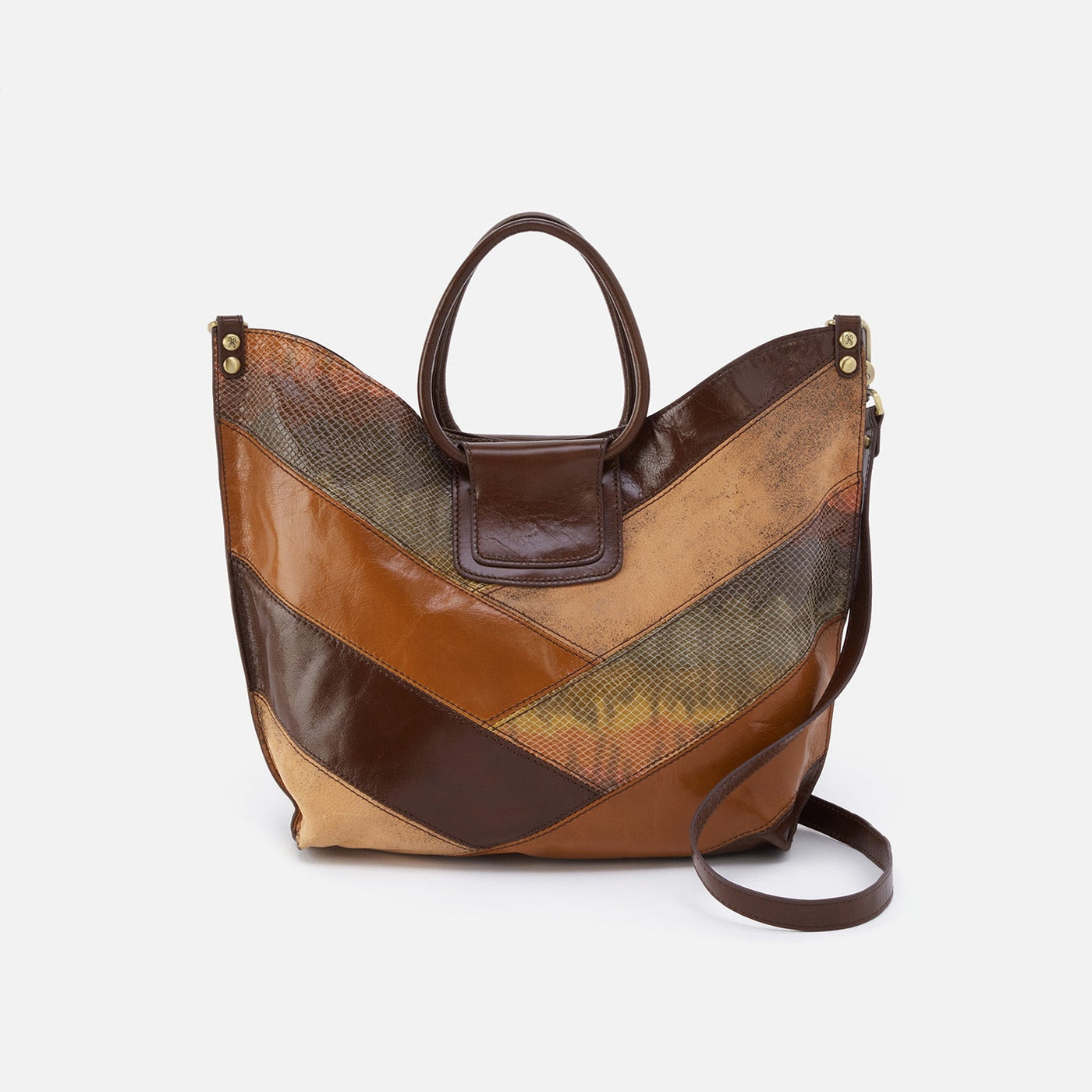 Sheila Tote in Patchwork Leather - Mocha Multi