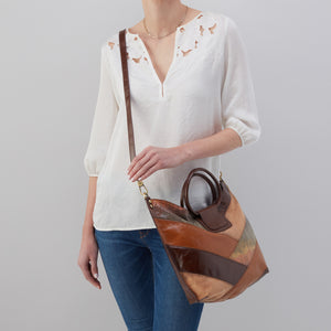 Sheila Tote in Patchwork Leather - Mocha Multi