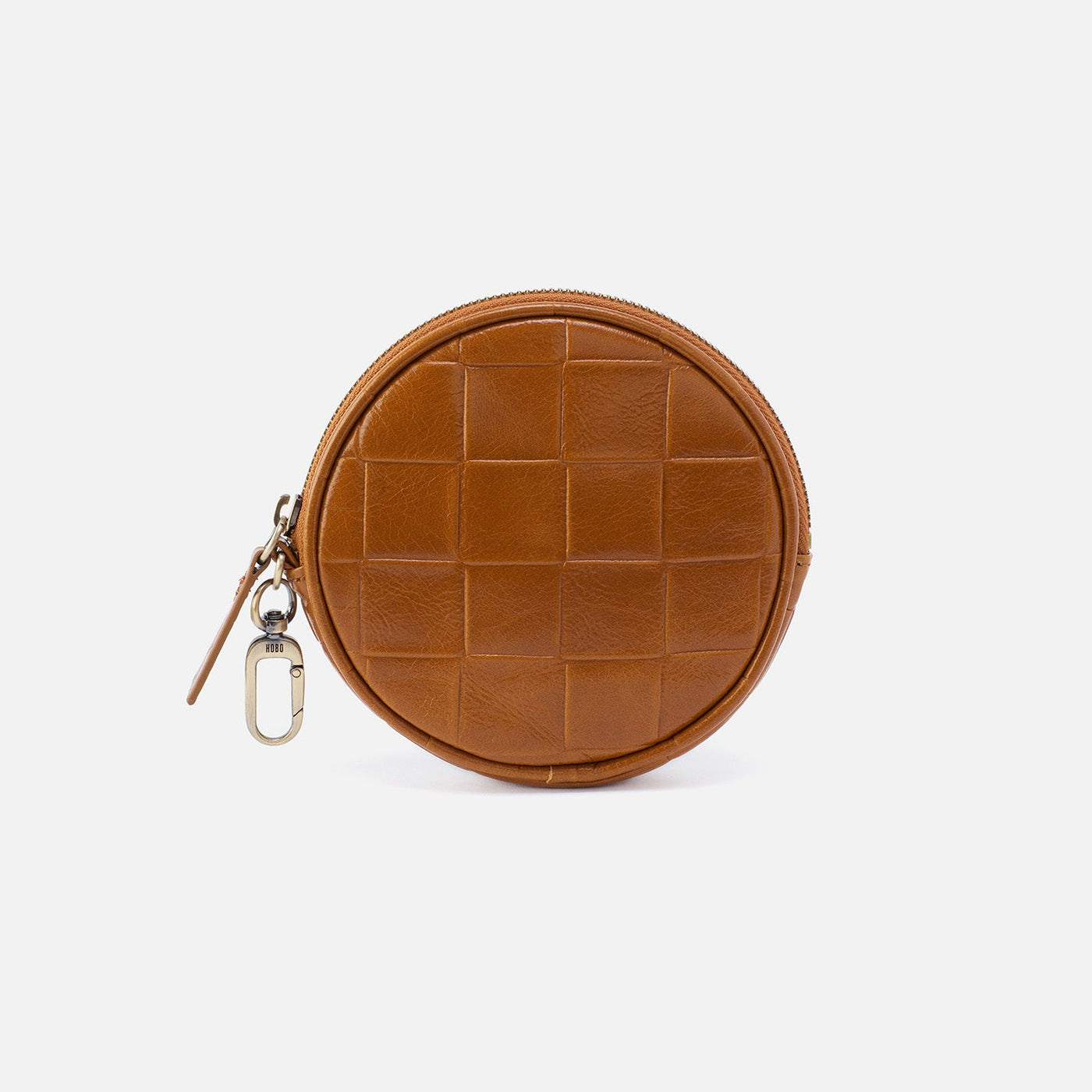 Revolve Clip Pouch in Weave Deboss Leather - Truffle