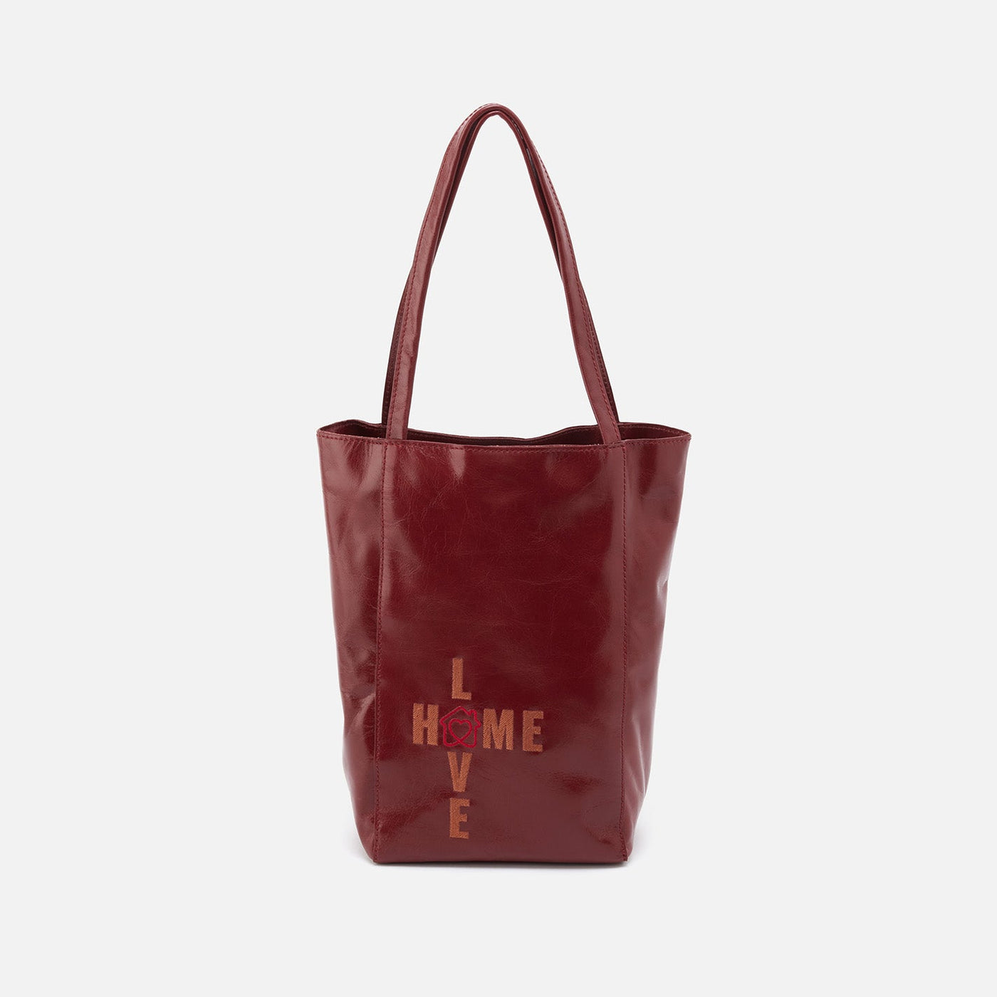 The Giving Tote Mini Tote in Polished Leather - Mahogany