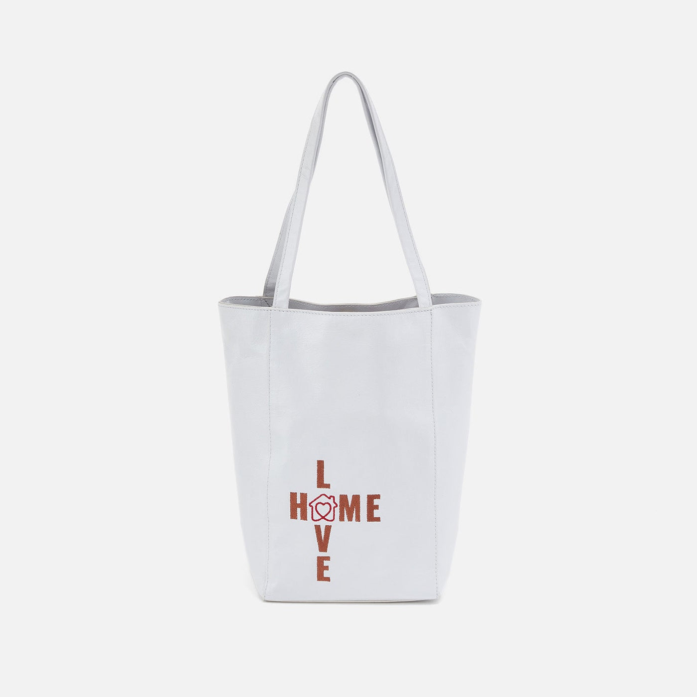 The Giving Tote Mini Tote in Polished Leather - Optic White