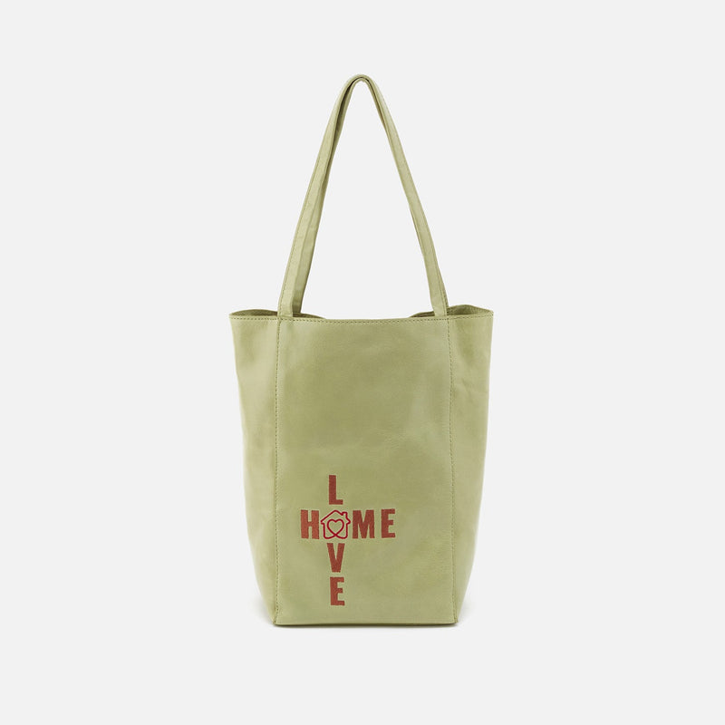 The Giving Tote Mini Tote in Polished Leather - Seamist
