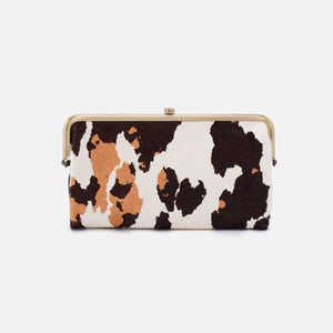 Lauren Clutch-Wallet in Hair-On Leather - Cow Print Black and Brown