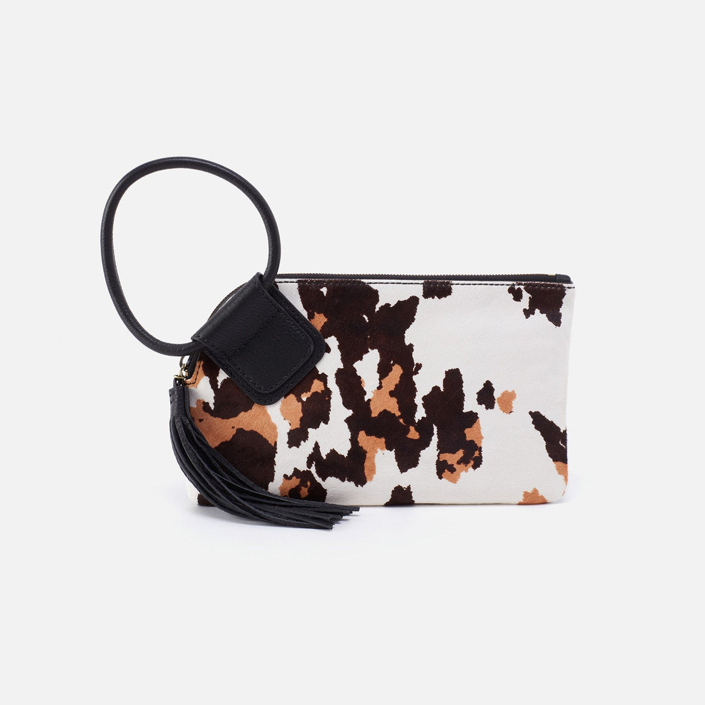 Sable Wristlet in Hair-On Leather - Cow Print Black and Brown