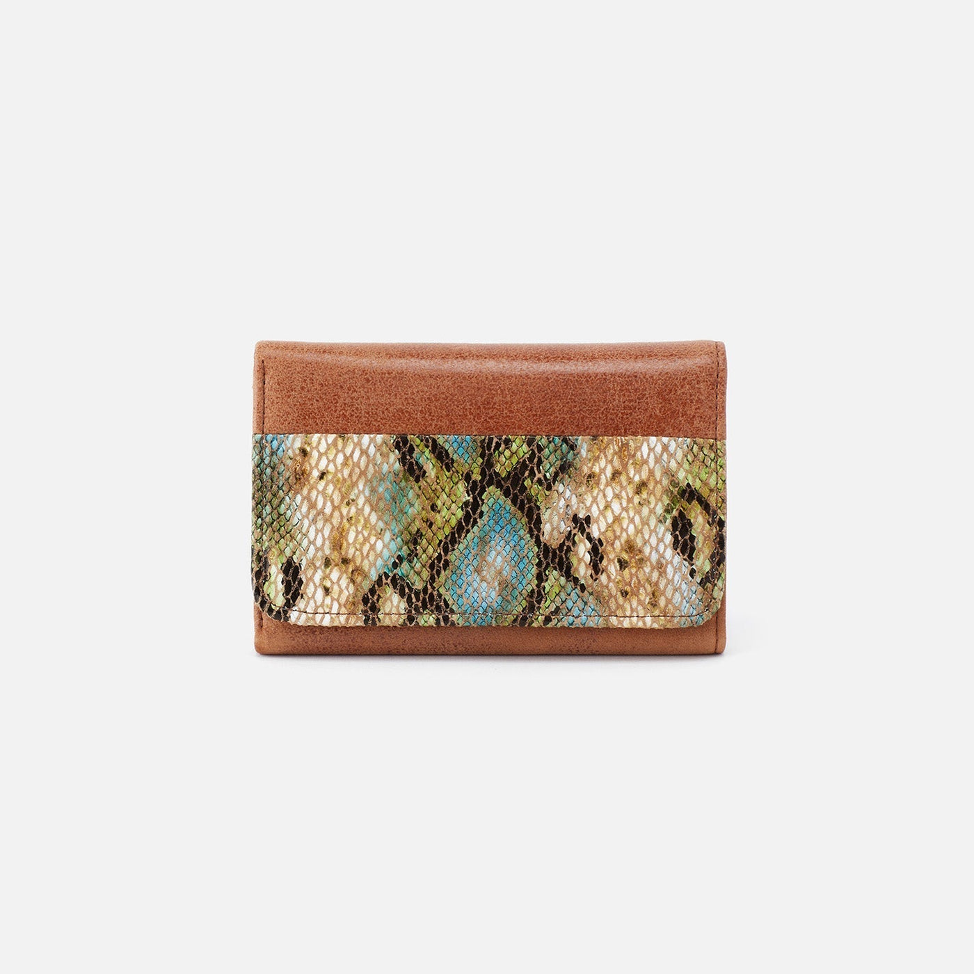 Jill Trifold Wallet in Mixed Leathers - Garden Snake