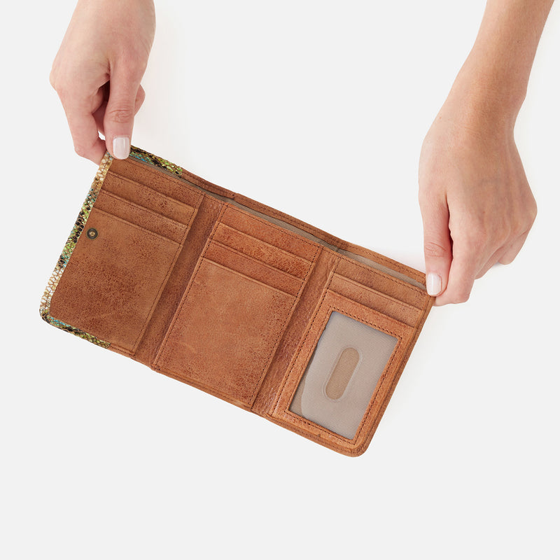 Jill Trifold Wallet in Mixed Leathers - Garden Snake