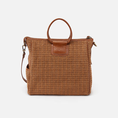 Sheila Large Satchel In Raffia With Leather Trim