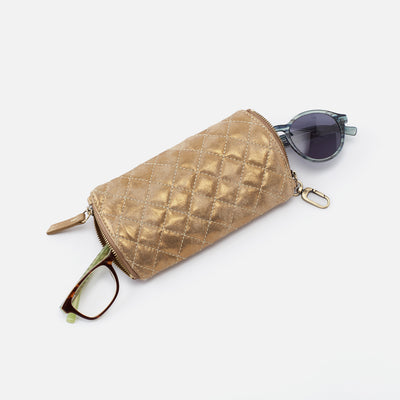 Spark Double Eyeglass Case In Metallic Soft Leather