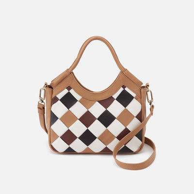 Handle Small Satchel in Soft Leather - Checkerboard Multi